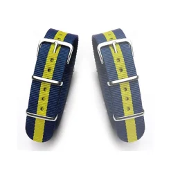 CINTURINO IN NYLON UNIVERSALE RICAMBIO OROLOGIO LARGHEZZA 20MM BLU GIALLO