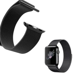 CINTURINO NERO 42MM MAGLIA MILANESE IWATCH SERIE 3/2/1 CHIUSURA MAGNETICA