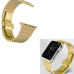 CINTURINO ORO 42MM CATENA COMPATIBILE CON IWATCH SERIE 3/2/1 CHIUSURA FARFALLA