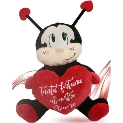 COCCINELLA PELUCHE DA 55 CM CON CUORE REGALO PORTA FORTUNA SAN VALENTINO 95387