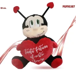 COCCINELLA PELUCHE DA 55 CM CON CUORE REGALO PORTA FORTUNA SAN VALENTINO 95387