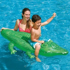 COCCODRILLO CAVALCABILE GIOCO GONFIABILE PER BAMBINI 168 X 86 CM MARE PISCINA