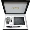 COFANETTO SET REGALO ELEGANTE PER UOMO OROLOGIO PORTAFOGLIO PENNA PORTACHIAVI