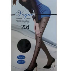 COLLANT 20 DEN CALZE CALZA NERO CUORI CUORE CUORICINI VELLUTATO TAGLIA UNICA