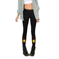 COLLANT PANTACOLLANT NERO 80 DEN TAGLIA UNICA TENDENZA CON FANTASIA STAMPA EMOJI