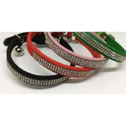 COLLARE CON STRASS PER CANI CANE GATTI ANIMALI PET BRILLANTINI COLORI ASSORTITI