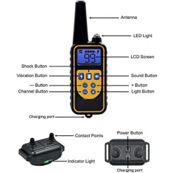 COLLARE DA ADDESTRAMENTO PER CANI ANTIABBAIO TELECOMANDO RICARICABILE IPX7 IMPERMEABILE