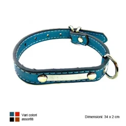 COLLARE PER CANE IN CUOIO CON DECORAZIONI CHIUSURA A CINTA 34X2 CM VARI COLORI