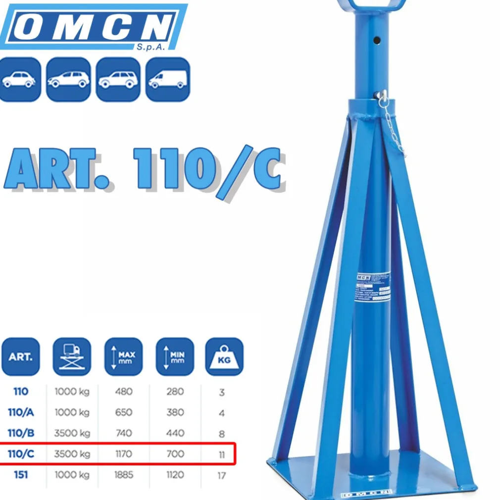 COLONNETTA PER SOSTEGNO DI AUTOCARRI PORTATA TON. 3,5 OMCN 110/C 3500 KG