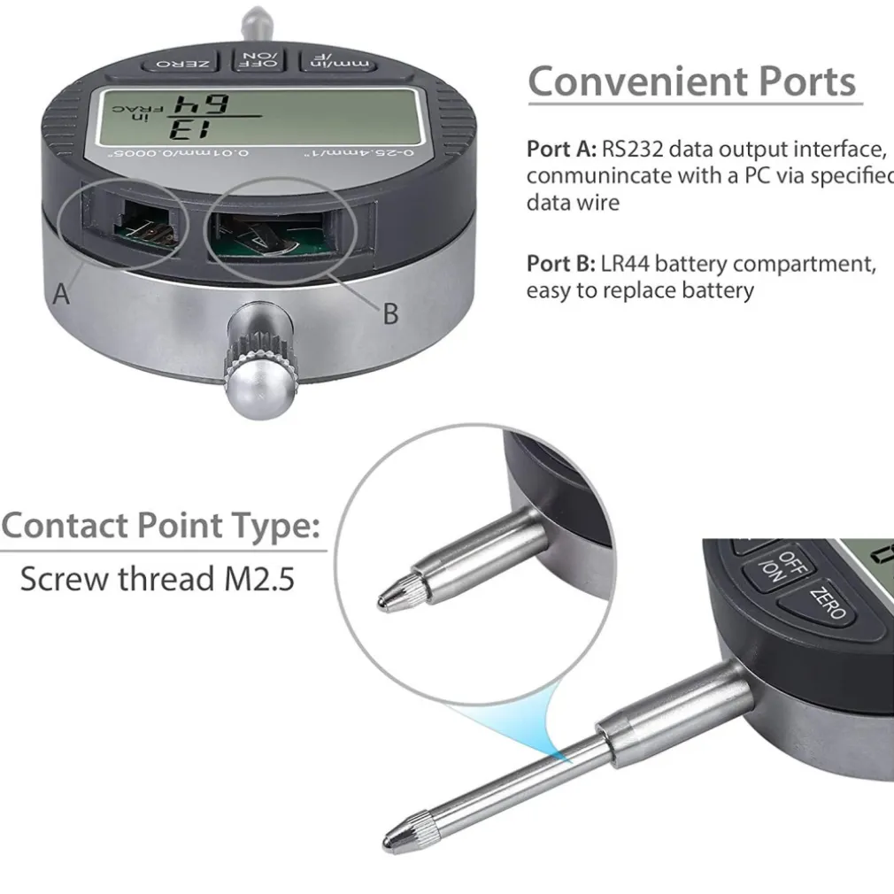 COMPARATORE CENTESIMALE DIGITALE CON DISPLAY 0-25,4MM/0,5" TORNIO 0,01MM/0,005"