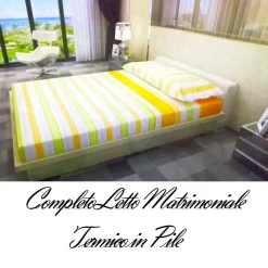 COMPLETO DA LETTO IN PILE LENZUOLO SOPRA E SOTTO 2 COPRICUSCINO ARANCIONE VERDE