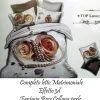 COMPLETO LETTO 3D LENZUOLA MATRIMONIALE SOTTO SOPRA COPRICUSCINI ROSE CON PERLE