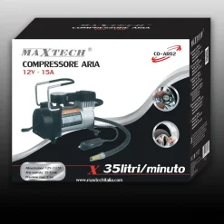 COMPRESSORE AD ARIA PORTATILE SERBATOIO 35L/MIN ALIMENTAZIONE 12V 15A MAXTECH CO-AR02