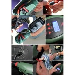 COMPRESSORE D'ARIA PORTATILE LUCE LED PRESA AUTO 12V CAVO 4,25MT MOTO CAMPEGGIO