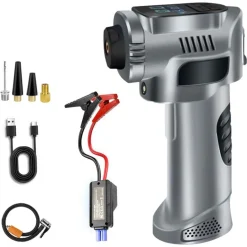 COMPRESSORE D'ARIA PORTATILE POMPA ELETTRICA WIRELESS 4IN1 8000MAH CON LUCE EMERGENZA AUTO