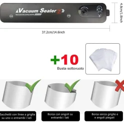 CONFEZIONATRICE MACCHINA SOTTOVUOTO ELETTRICO PORTATILE PER ALIMENTI 90W Q-Z100