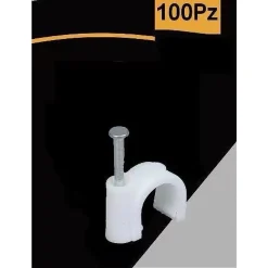 CONFEZIONE DA 100PZ FERMACAVO FERMA CAVI DA Ø 7 MM COLORE BIANCO CON CHIODO FM-7