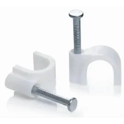 CONFEZIONE DA 100PZ FERMACAVO FERMA CAVI DA Ø 7 MM COLORE BIANCO CON CHIODO FM-7