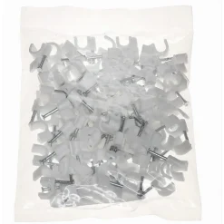 CONFEZIONE DA 100PZ FERMACAVO FERMA CAVI DA Ø 7 MM COLORE BIANCO CON CHIODO FM-7