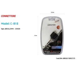 CONNETTORE ADATTATORE 1 JACK 6,5MM SPINA MASCHIO–2 RCA FEMMINA STEREO MAXTECH C-018