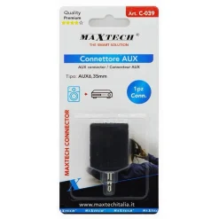 CONNETTORE ADATTATORE AUDIO STEREO SDOPPIATORE AUX 3,5MM M A 2 AUX 6.5MM F C-039