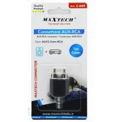 CONNETTORE ADATTATORE AUDIO SPLITTER 2 RCA MASCHIO AD AUX 3,5 MM MASCHIO C-049