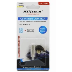 CONNETTORE ADATTATORE AUDIO STEREO PRESA AUX DA 3,5 MM FEMMINA A SPINA RCA C-070