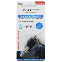 CONNETTORE ADATTATORE AUDIO STEREO DA 2 RCA MASCHIO AD AUX 6.5 MM MASCHIO C-044