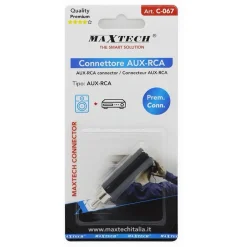 CONNETTORE ADATTATORE CAVO AUDIO STEREO SPINA RCA A PRESA AUX DA 6,5 ​​MM C-067