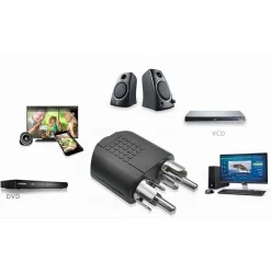 CONNETTORE ADATTATORE CONVERTITORE STEREO 2 RCA MASCHIO AD AUX3.5MM FEMMINA C-090