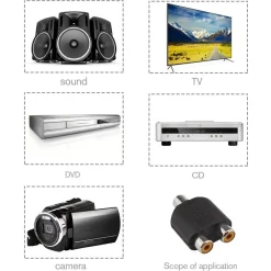 CONNETTORE ADATTATORE SPLITTER RCA FEMMINA A 2 AUX RCA FEMMINA AUDIO VIDEO C-026