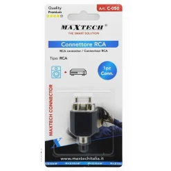 CONNETTORE ADATTATORE SPLITTER A Y AUDIO 2 X RCA MASCHIO A RCA FEMMINA C-050