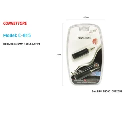 CONNETTORE ADATTATORE STEREO JACK 3.5MM MASCHIO - JACK 6.5MM FEMMINA MAXTECH C-015
