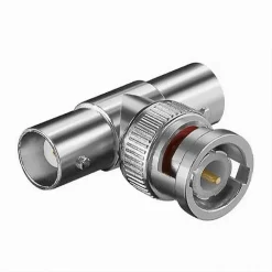 CONNETTORE BNC A T MASCHIO A DOPPIA FEMMINA ADATTATORE VIDEOSORVEGLIANZA MAXTECH C-BNC09