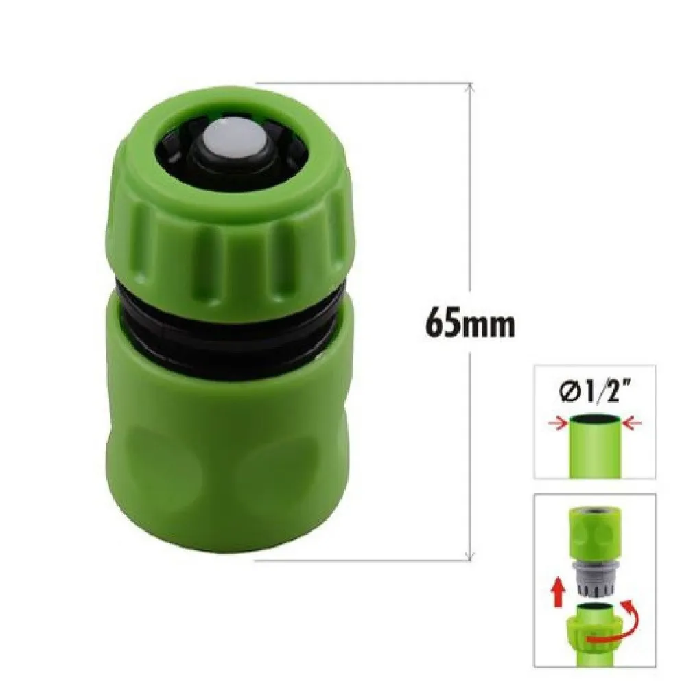 CONNETTORE CON INNESTO RAPIDO PER TUBO 1/2″ 1.25CM CON BLOCCO ACQUA 65 MM 90020