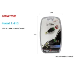 CONNETTORE MASCHIO 2.1MM X 5.5MM DC ALIMENTAZIONE PER TELECAMERE MAXTECH C-013