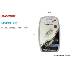 CONNETTORE RCA MASCHIO / SATELLITARE FEMMINA ADATTATORE TELEVISORE MAXTECH C-009