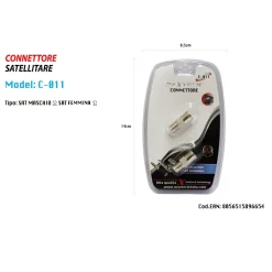 CONNETTORE SATELLITARE PER ADATTATORE MASCHIO A SPINOTTO FEMMINA TV MAXTECH C-011