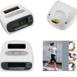 CONTAPASSI DIGITALE PEDOMETRO ENERGIA SOLARE MISURA DISTANZA CALORIE OROLOGIO