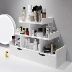 CONTENITORE BOX ESPOSITORE PER TRUCCO ORGANIZER PORTA COSMETICI MAKE UP ROSSETTO CASSETTI