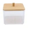 CONTENITORE ORGANIZER COSMETICI TOELETTA QUADRATO TRASPARENTE CON COPERCHIO IN LEGNO 10826