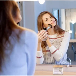 CONTENITORE ORGANIZER COSMETICI TOELETTA QUADRATO TRASPARENTE CON COPERCHIO IN LEGNO 10826