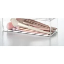 CONTENITORE ORGANIZER PER COSMETICI PORTATRUCCHI TRASPARENTE CON COPERCHIO IN LEGNO 10828