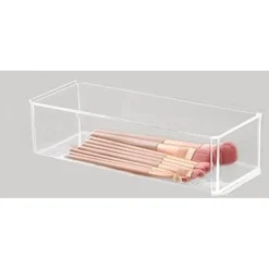 CONTENITORE ORGANIZER PER COSMETICI PORTATRUCCHI TRASPARENTE CON COPERCHIO IN LEGNO 10828