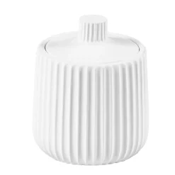 CONTENITORE PORTA COTTON FIOC DECORO PLISSÈ BIANCO ROTONDO ORGANIZER BAGNO 10329