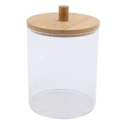 CONTENITORE PORTA COTTON FIOC ORGANIZER TRASPARENTE CON COPERCHIO IN LEGNO 7.1X10.3CM 10821