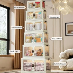 CONTENITORE PORTAOGGETTI IN PLASTICA CON COPERCHIO PIEGHEVOLE A DOPPIA PORTA ARMADIO