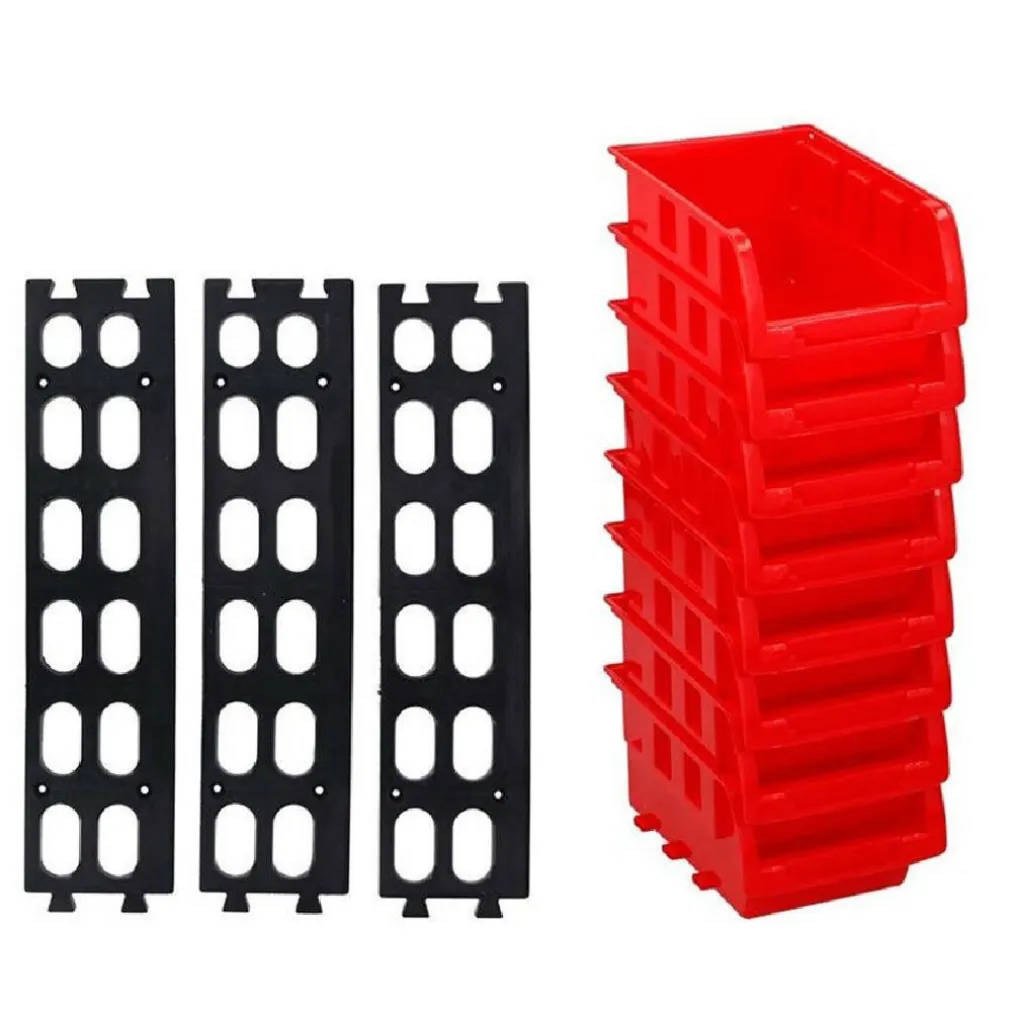 CONTENITORE PORTAUTENSILI CON GUIDA DA PARETE 8 SCOMPARTI ORGANIZER ATTREZZI