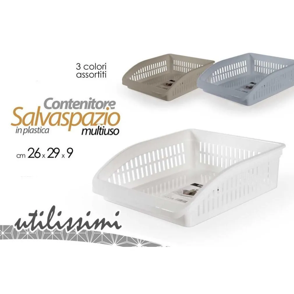 CONTENITORE SALVASPAZIO MULTIUSO IN PLASTICA 26X29X9CM 3 COLORI ASSORTITI 838682