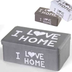 CONTENITORE SCATOLA LATTA MULTIUSO 18X11X7CM I LOVE HOME COLORI ASSORTITI 710483